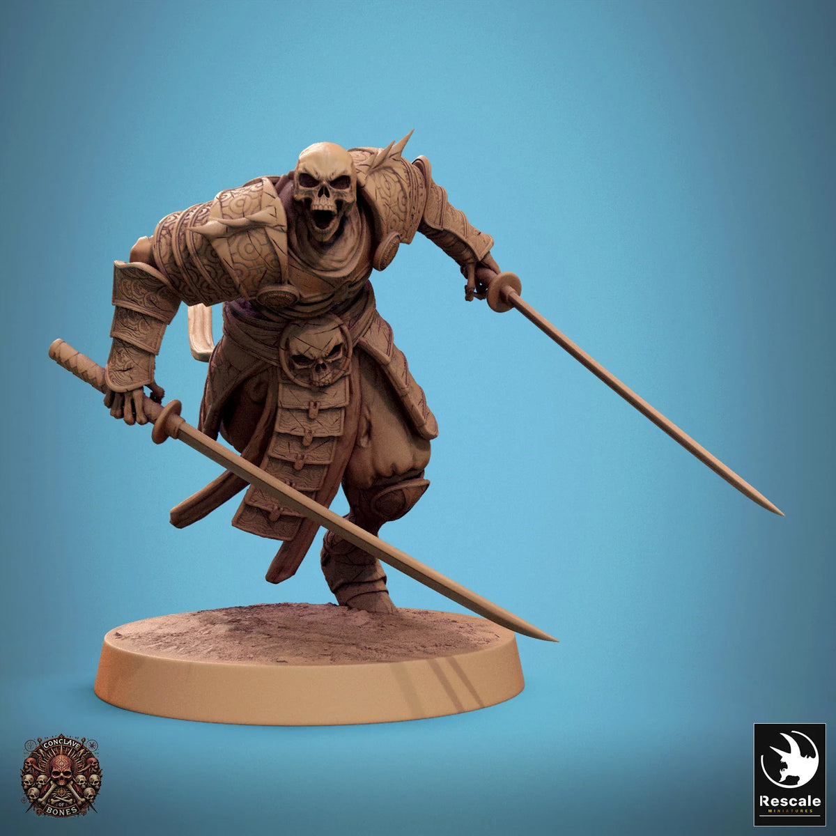 Oriental Skeleton with Dual Sword // Miniatură D&D