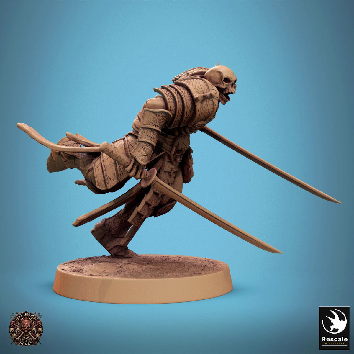 Oriental Skeleton with Dual Sword // Miniatură D&D