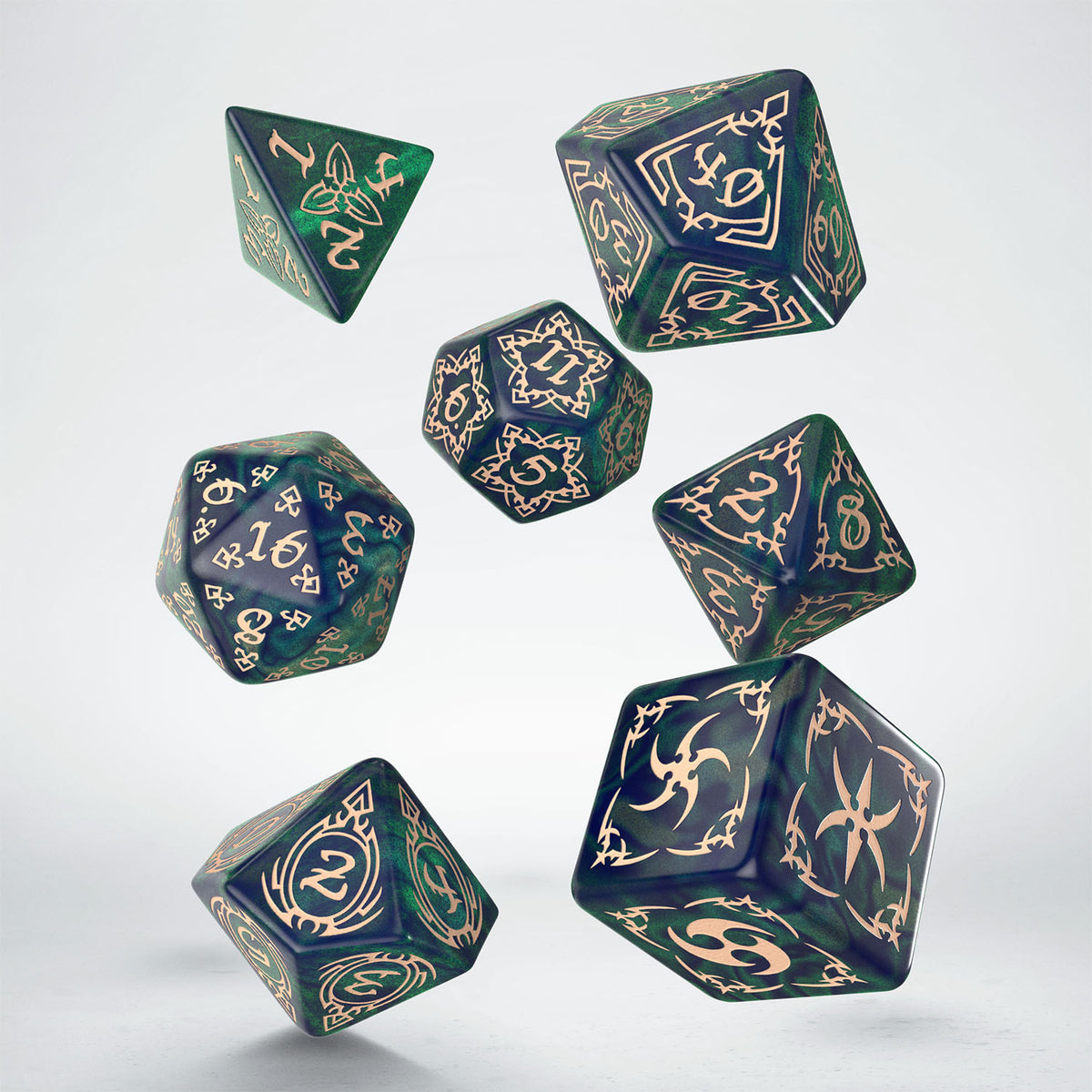 Set de zaruri Tribal: Blue-green & Beige