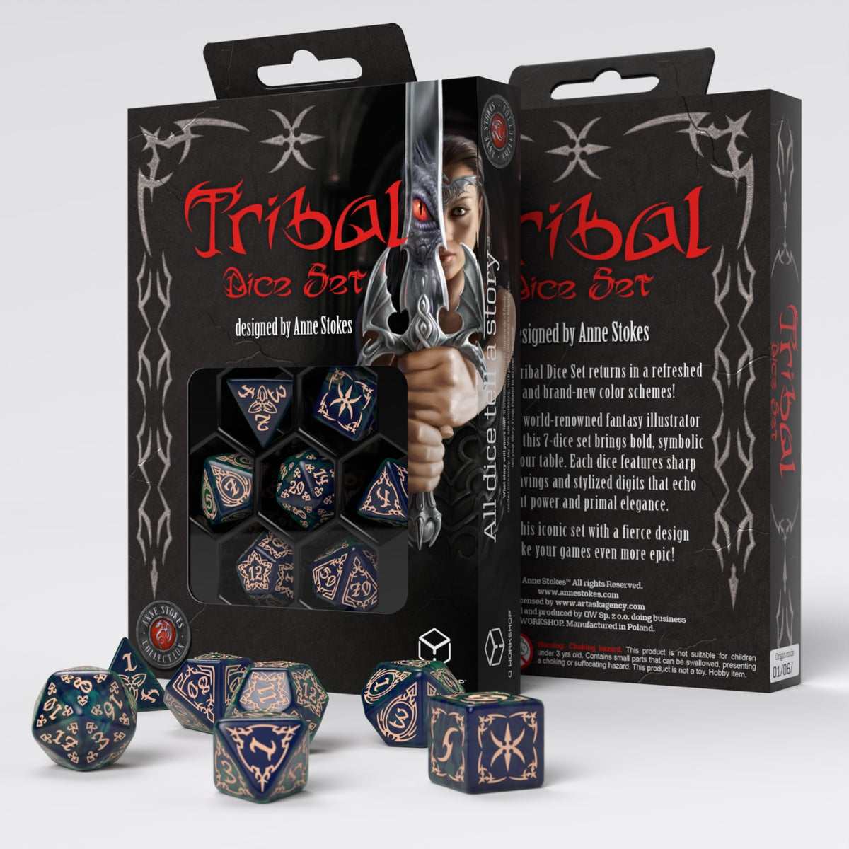 Set de zaruri Tribal: Blue-green & Beige
