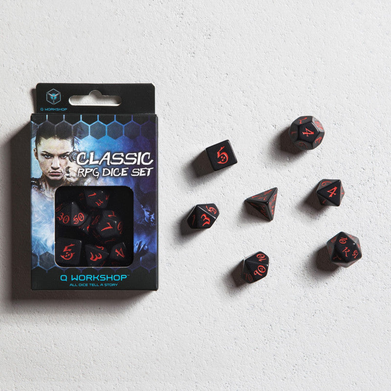 Set de zaruri Classic RPG Black & Red