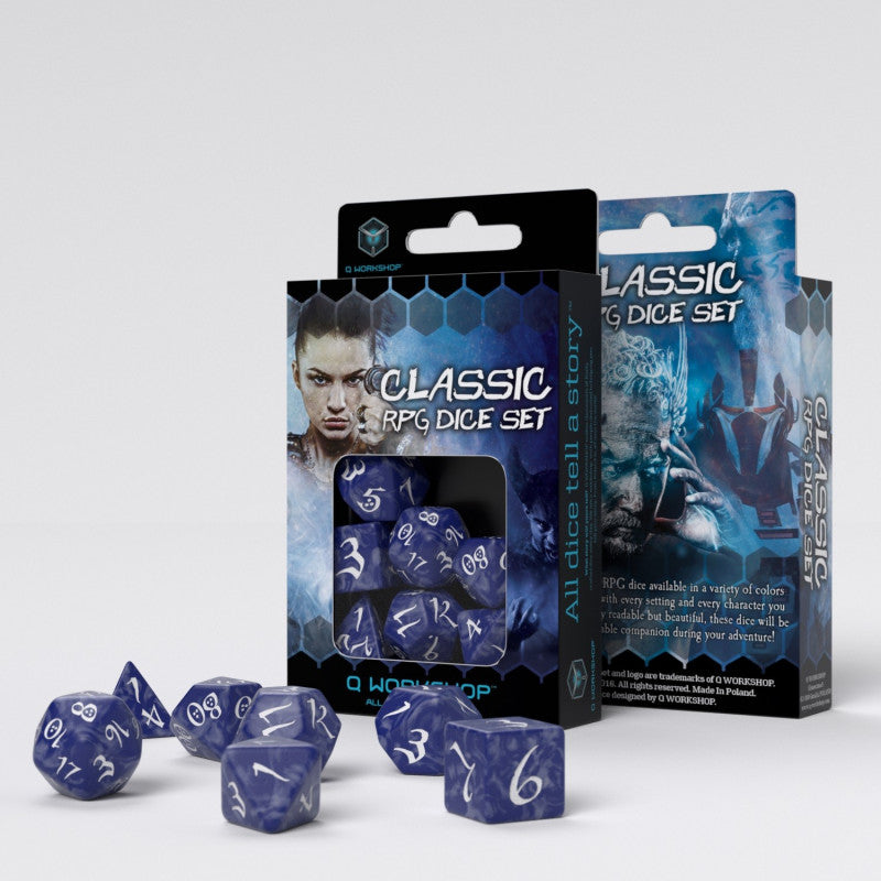 Set de zaruri Classic RPG Cobalt & White