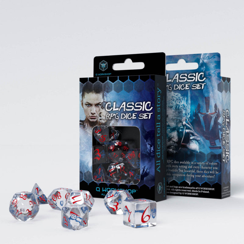 Set de zaruri Classic RPG Translucent & Blue-red