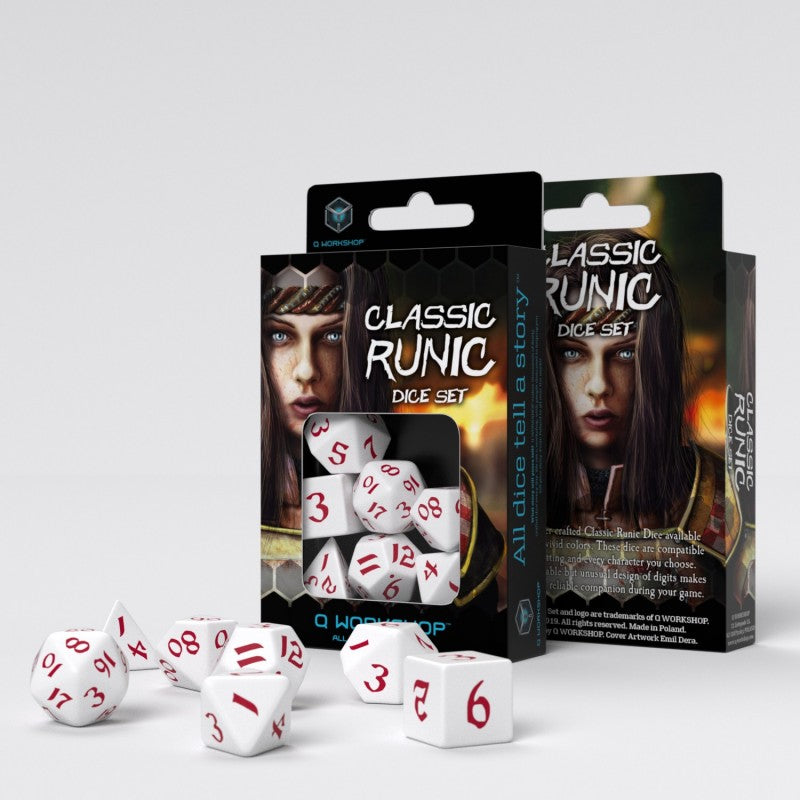 Set de zaruri Classic Runic White & Red