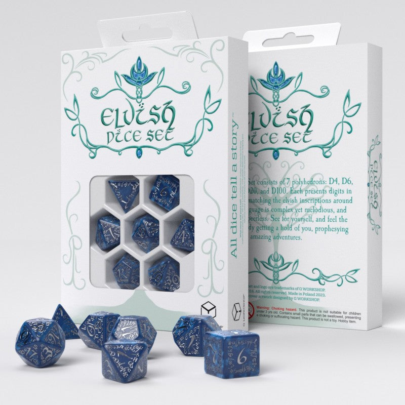 Set de zaruri Elvish Cobalt & Silver