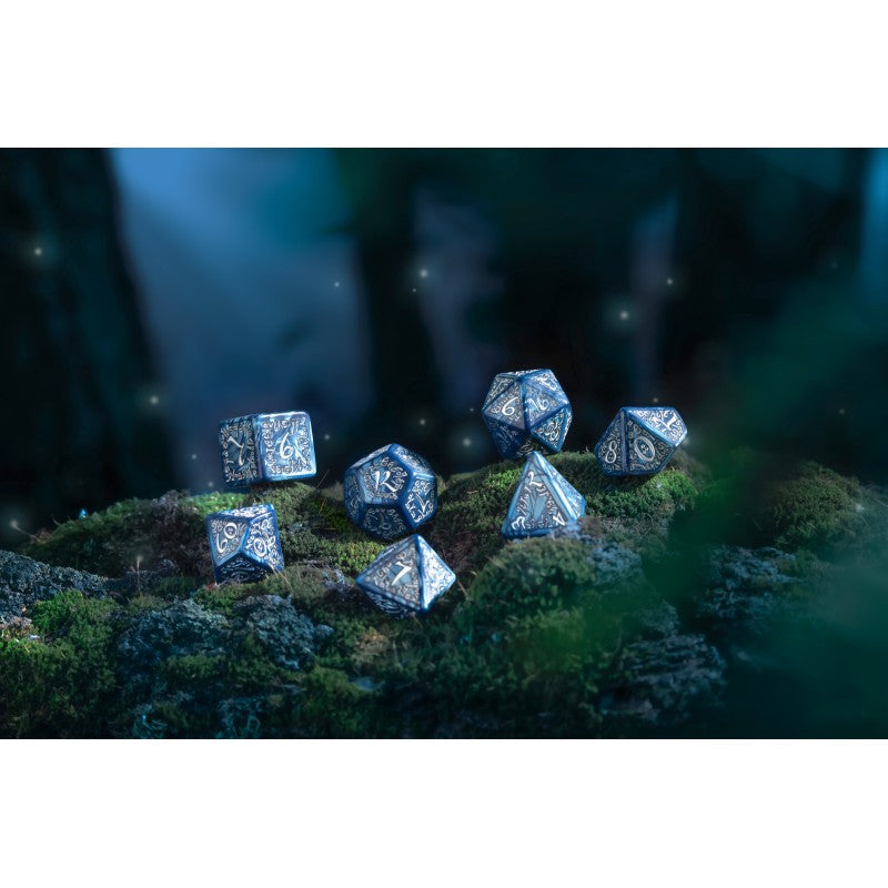 Set de zaruri Elvish Cobalt & Silver