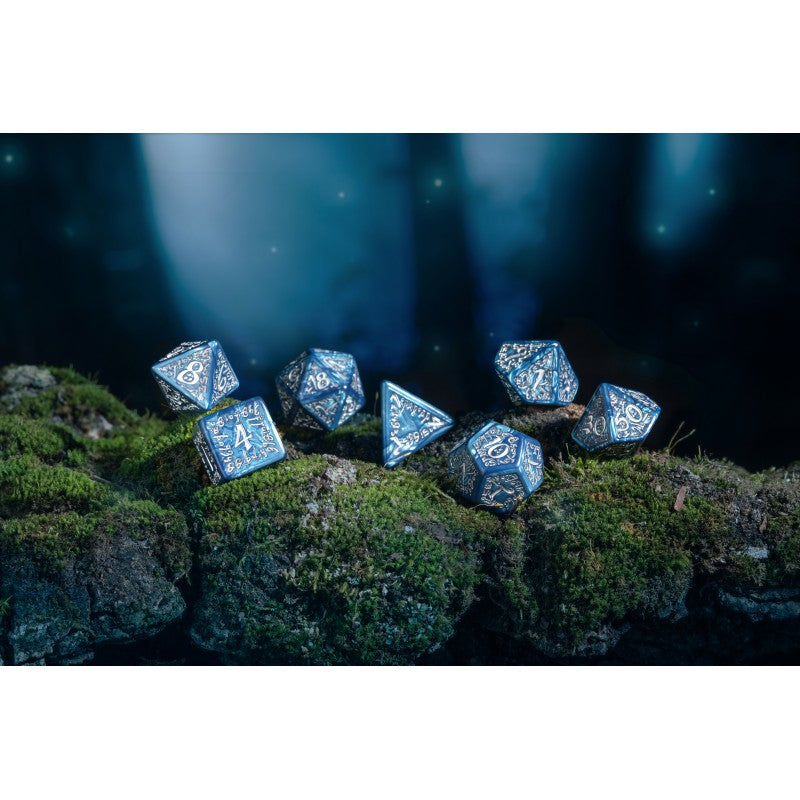 Set de zaruri Elvish Cobalt & Silver