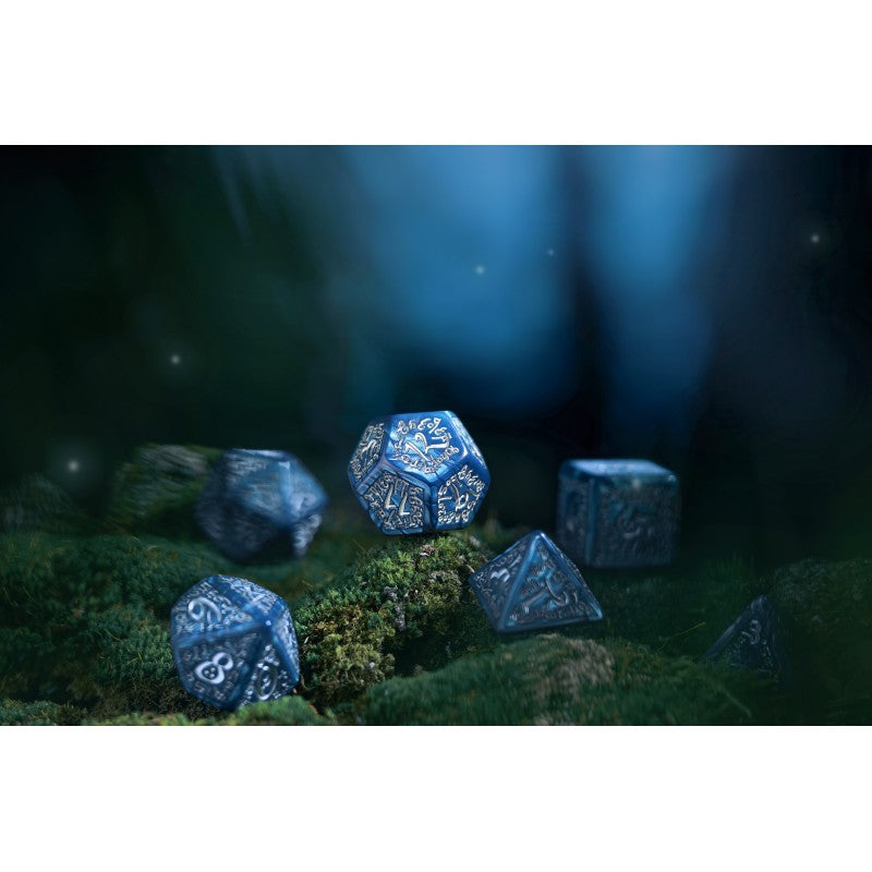 Set de zaruri Elvish Cobalt & Silver