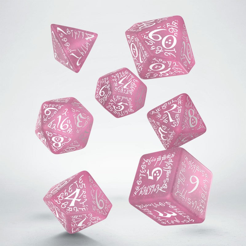 Set de zaruri Elvish Shimmering Pink & White