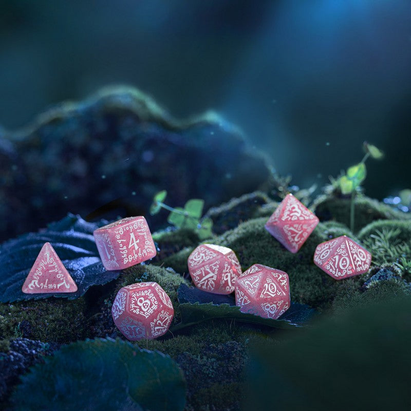 Set de zaruri Elvish Shimmering Pink & White