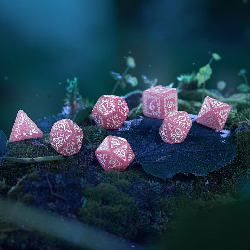 Set de zaruri Elvish Shimmering Pink & White
