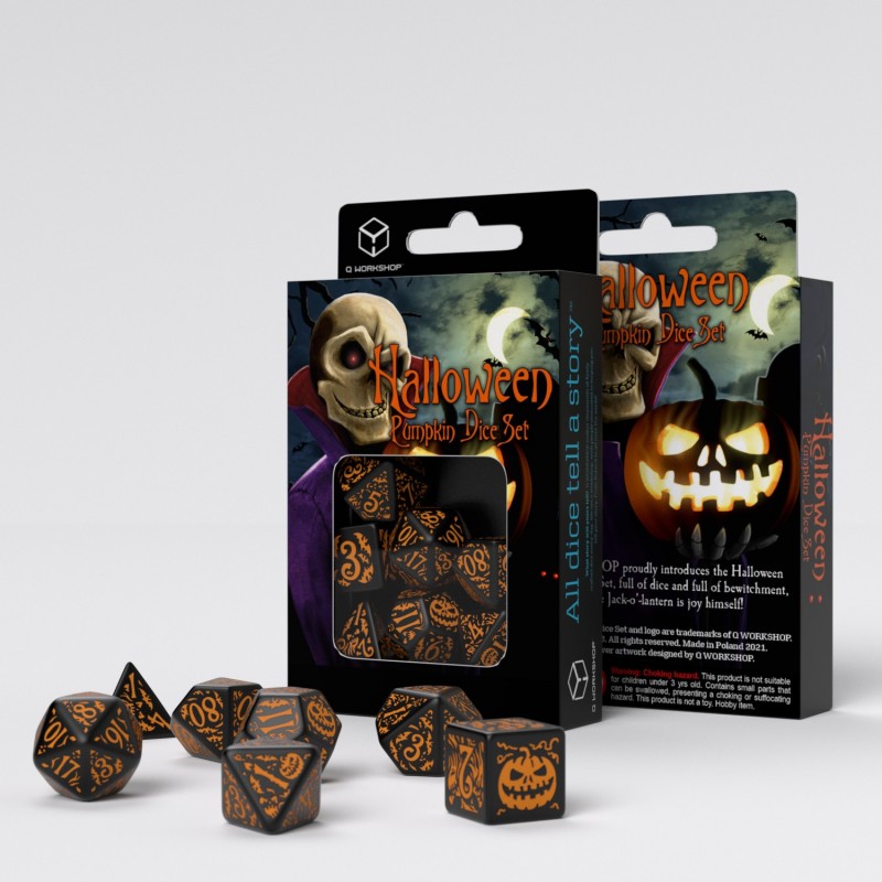 Set de zaruri Halloween Pumpkin Black & Orange