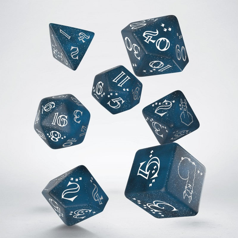 Set de zaruri Shimmering Llama (Glittering Dark Blue & White)