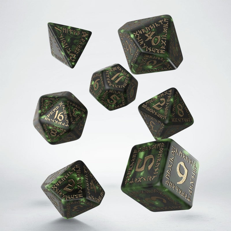 Set de zaruri Runic Bottle-green & Gold