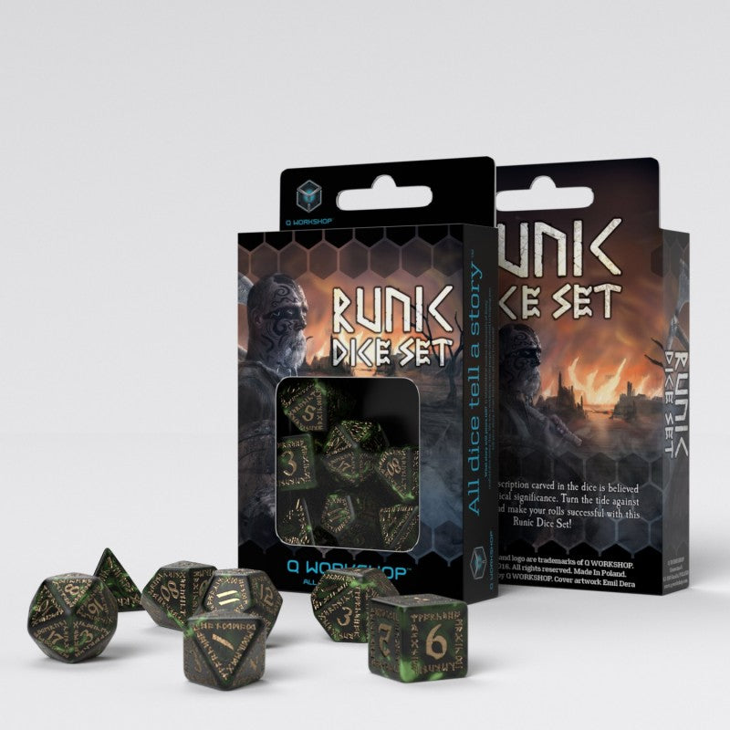 Set de zaruri Runic Bottle-green & Gold