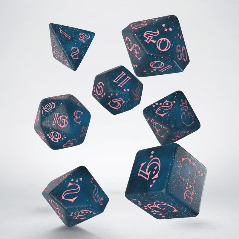 Set de zaruri Sparkling Llama (Glittering Dark Blue & Pink)
