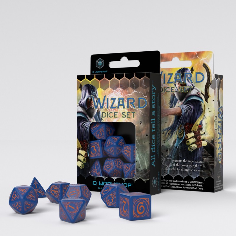 Set de zaruri Wizard Dark-blue & Orange